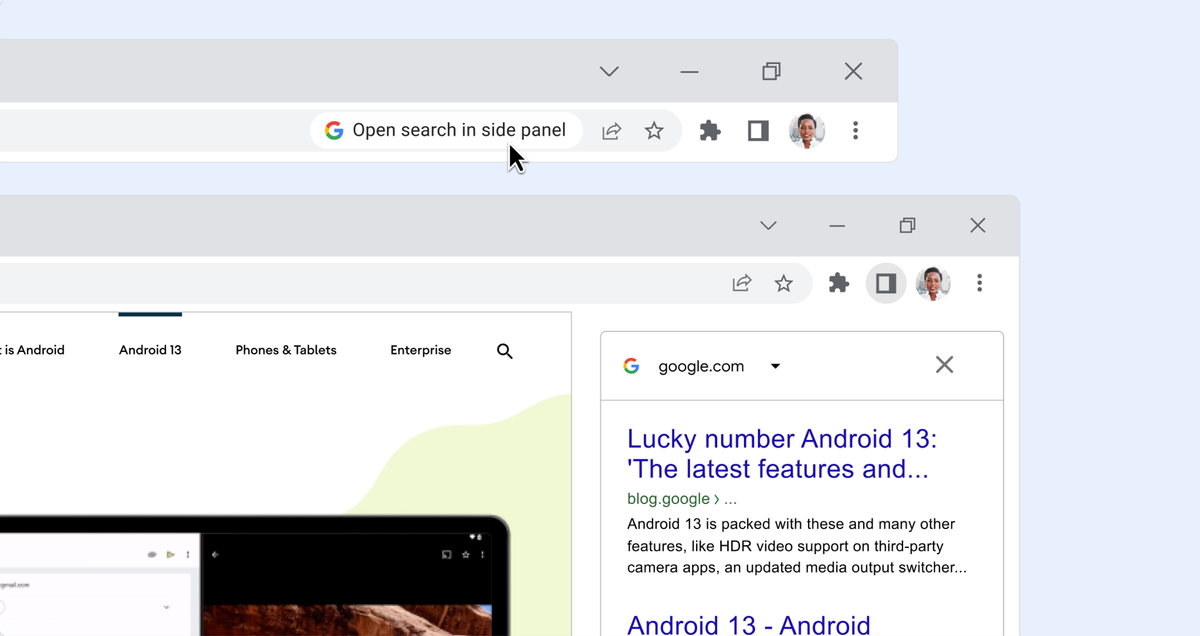 Chrome's new sidebar can now be turned into a compact search page