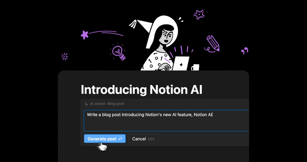 Notion is using AI to generate texts and brainstorm