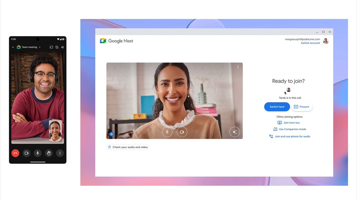 Google Meet now allows to switch devices during call