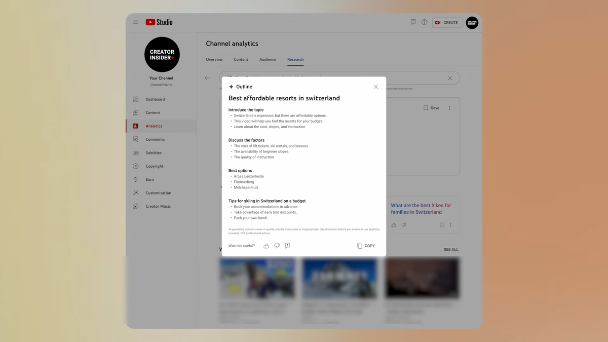 YouTube is testing an AI-powered feature called "Brainstorm with Gemini"