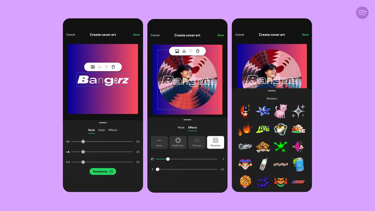 Spotify offers the ability to create custom covers for playlists