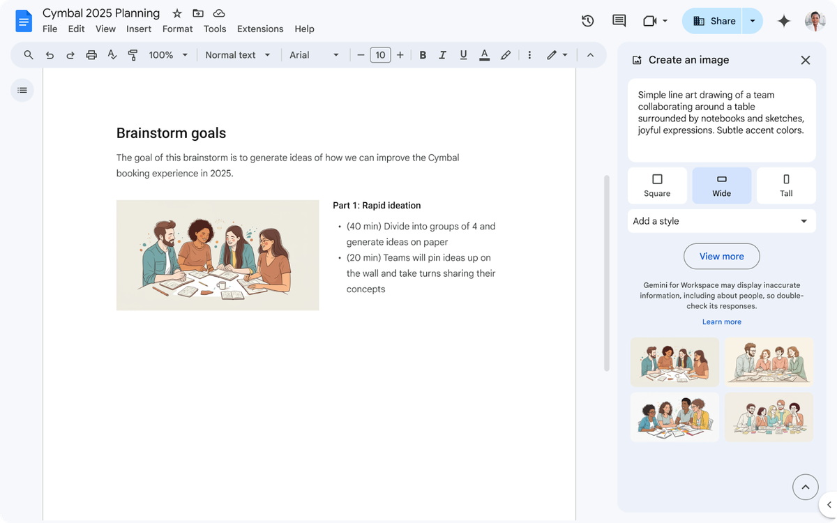 Google adds AI clip art generator to Google Docs