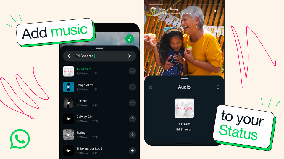 WhatsApp allows users to add music to their status