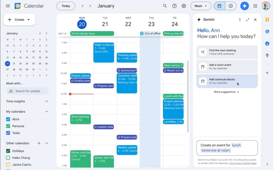 Google is adding Gemini panel to Google Calendar